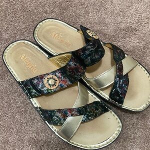 Alegria Multicolor Sandals with Gold Accents
Like new condition